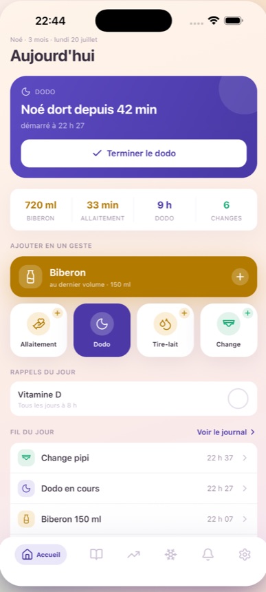L’accueil de Caasi : un dodo en cours depuis 42 minutes, les totaux du jour et le fil des derniers événements.