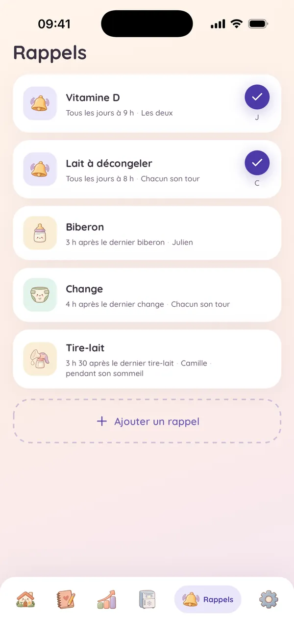 Les rappels partagés de Caasi&nbsp;: la vitamine D validée par Julien, le lait à décongeler par Camille, chacun son tour.